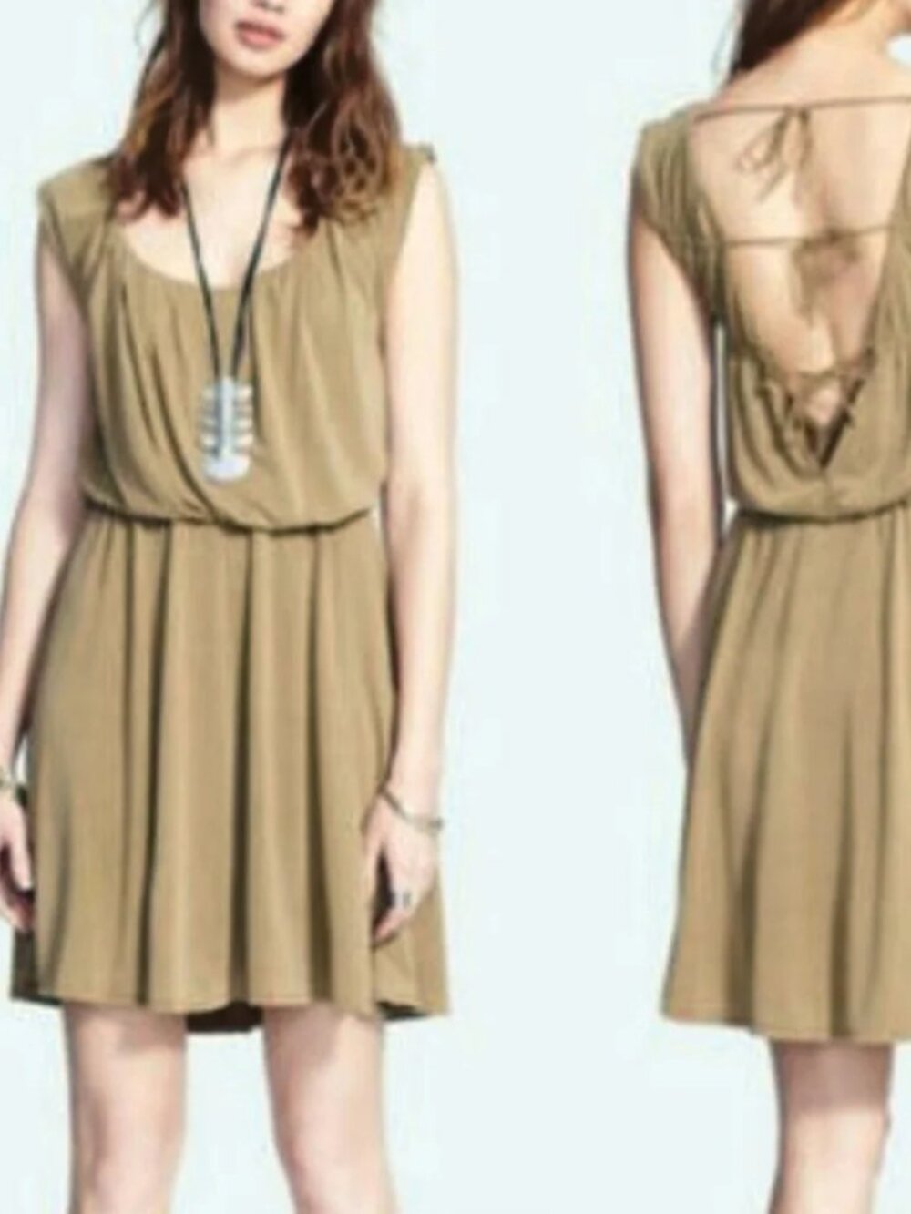 Free people True As Love Mini Tank Dress Grecian Rope Medium Tan Brown Mustard
